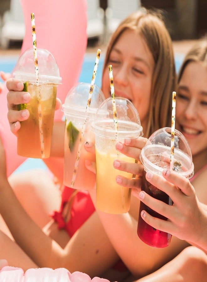 JarThenaAMCS 200Pcs Sunflower Paper Straws Watercolor Yellow Floral Disposable Drinking Straws Summer Party Straws for Juice Shake Cocktail Birthday Baby Shower Wedding Party Supplies - Image 5